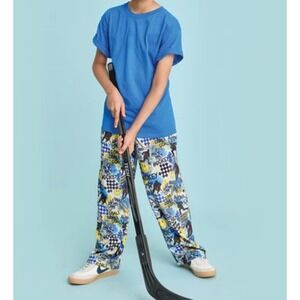 Corey‎ Paige Kids Hockey Smiley Face Fleece Pajama Pants Large 14